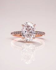Oval Moissanite Engagement Ring Set with Pave Band